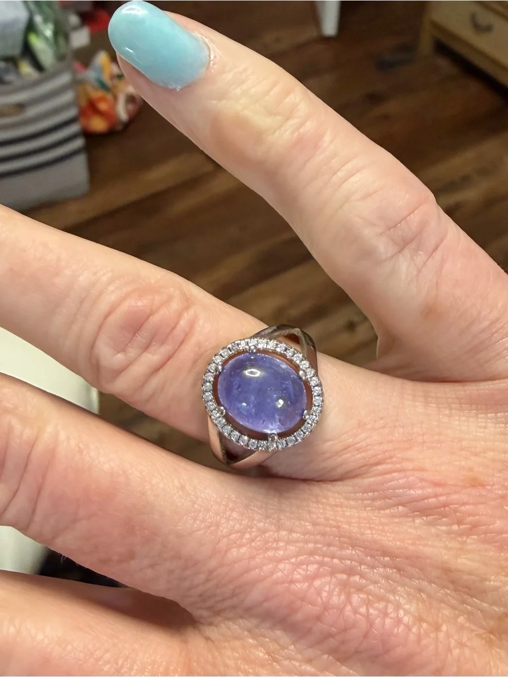 Enchanting 11x9mm Natural Blue Tanzanite 4.5CT Ring 925 Sterling Silver Size 7
